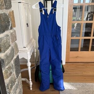 Lands End Kids Waterproof Squall Blue Adjustable Strap Snow Bibs